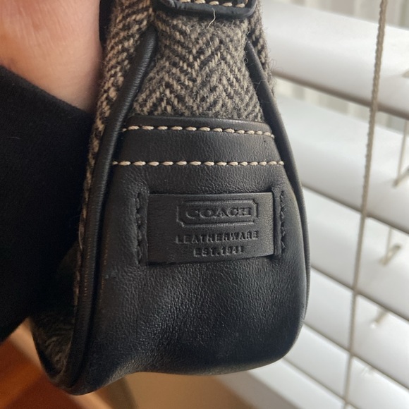 Coach Wool & Leather Houndstooth Mini Shoulder Bag - Picture 14 of 16